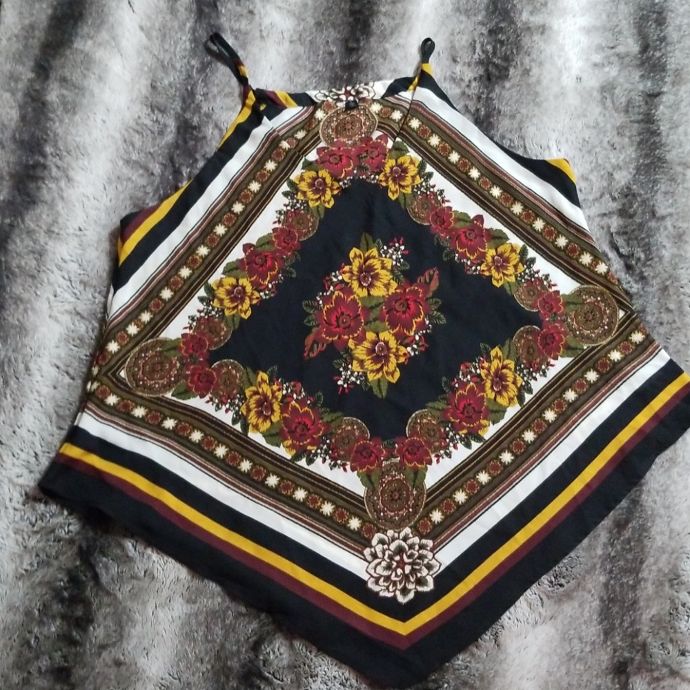 Black Patterned Tank Top